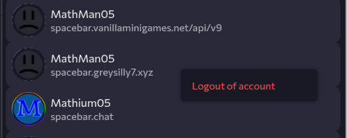 "logging out via the account switcher"